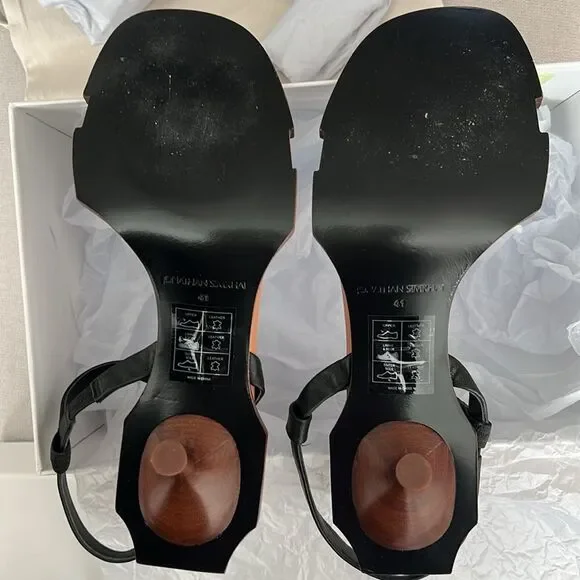 Simkhai Roma Heeled Leather Sandals, Black, New, Size 41